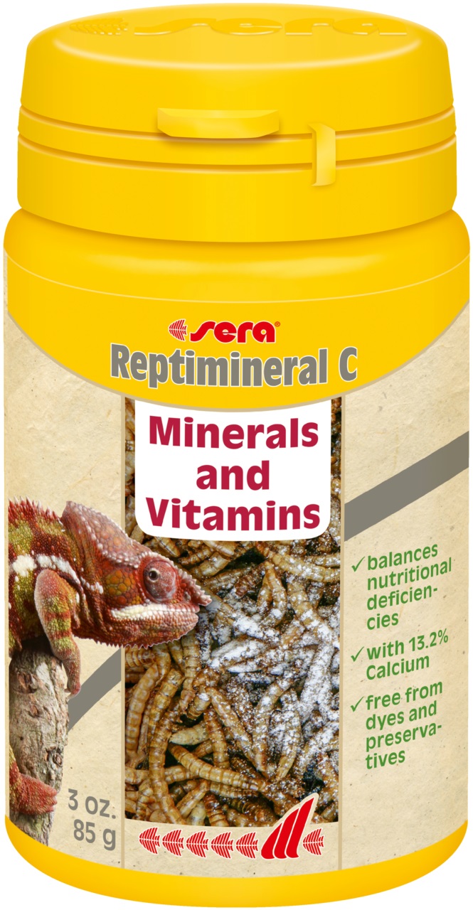 Sera Reptimineral C - Mangime Complementare in Polvere per Rettile Carnivori, 100 ml con Minerali e Vitamine