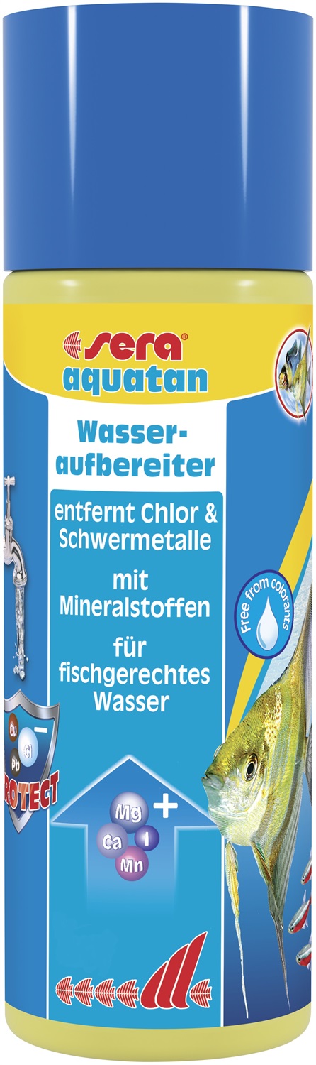 Sera Aquatan 100 ml - Condizionatore d'acqua per acquari, elimina cloro e metalli pesanti, adatto a pesci d'acqua dolce e marina
