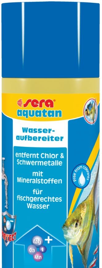 Sera Aquatan 250 ml - Biocondizionatore per Acquario, Elimina Cloro e Metalli Pesanti, Rende l'Acqua Adatta alla Vita dei Pesci