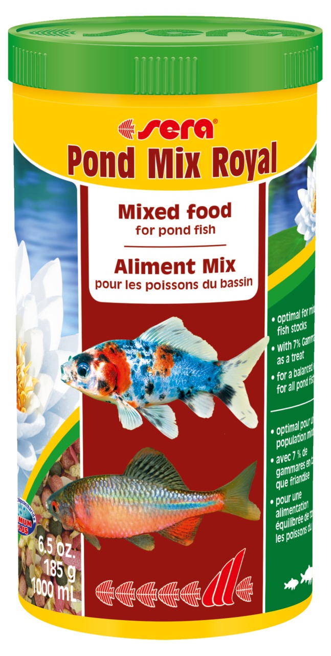 Sera Pond Mix Royal Nature 1 L - Mangime Completo per Laghetti con Scaglie, Granuli e Gammarus