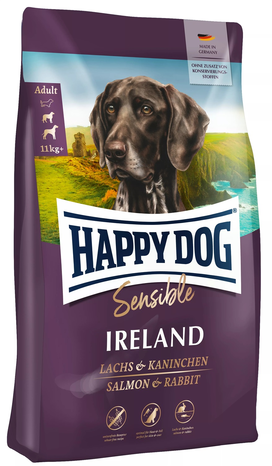 Happy Dog Supreme Sensible Ireland Cibo Secco per Cani Adulti 4 kg con Salmone e Coniglio