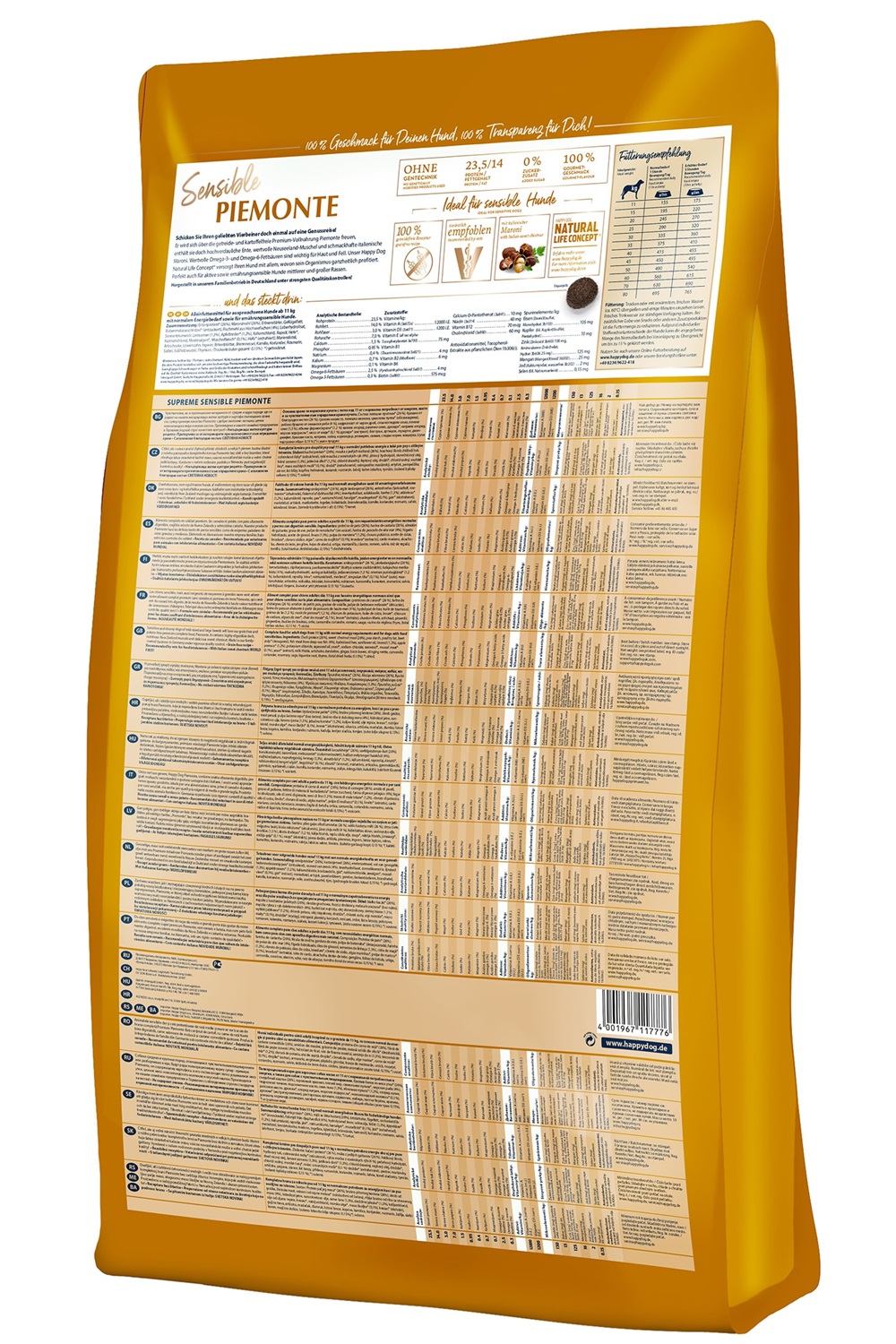 Happy Dog Supreme Sensible Piemonte 10 kg - Alimento Secco Completo per Cani Adulti Sensibili con Anatra, Pesce e Castagne Italiane