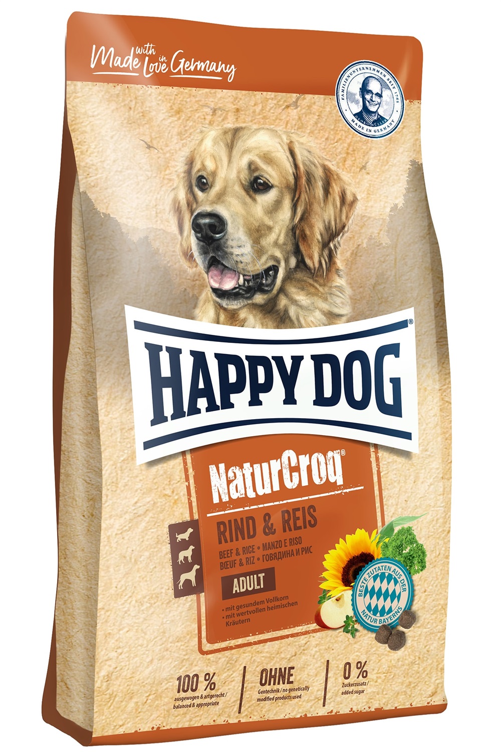 Happy Dog NaturCroq Manzo e Riso - Cibo secco per cani adulti 15 kg con proteine di alta qualità e cereali integrali