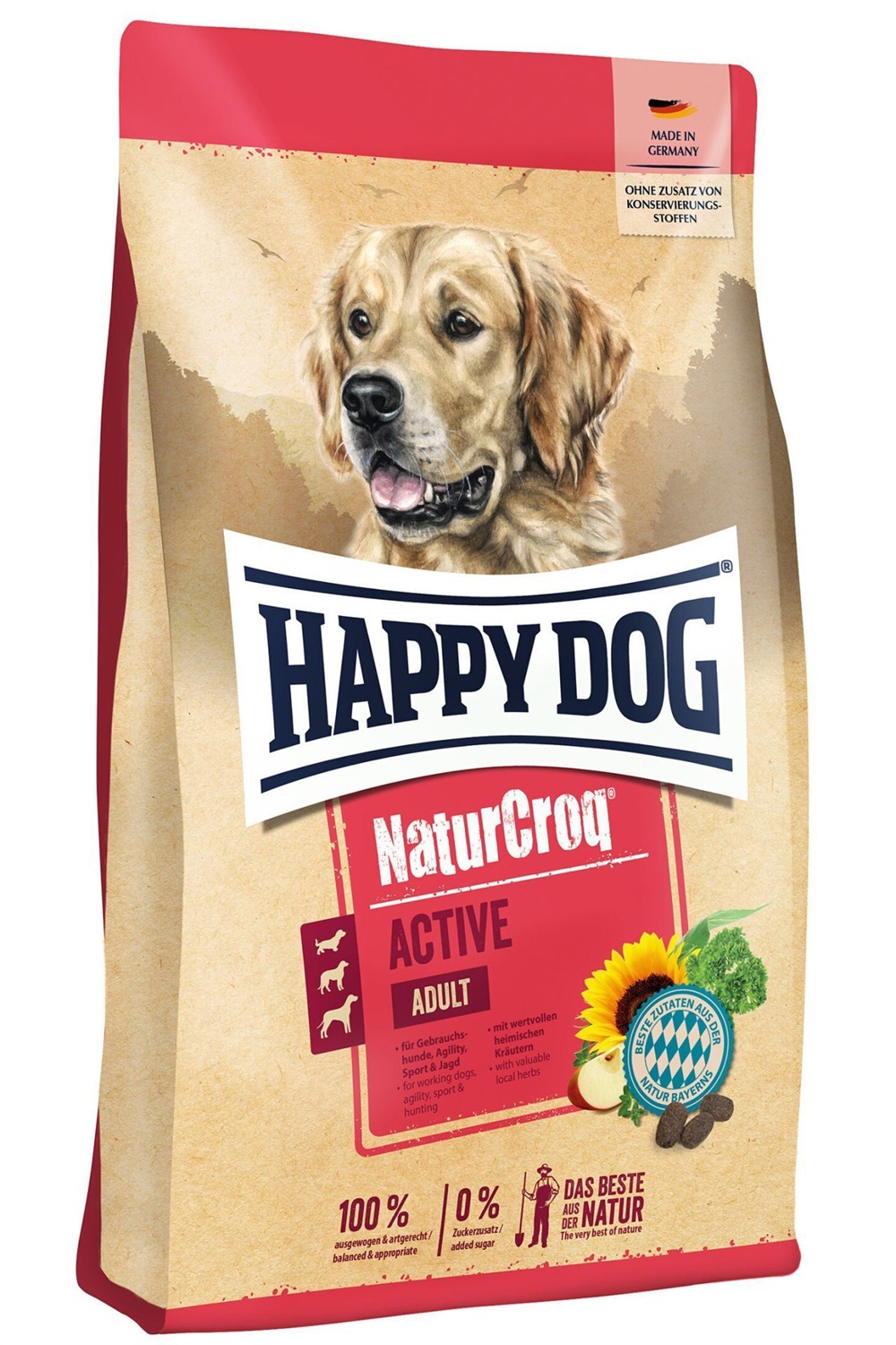 Happy Dog NaturCroq Active Cibo Secco per Cani Adulti con Erbe Domestiche - 15 kg