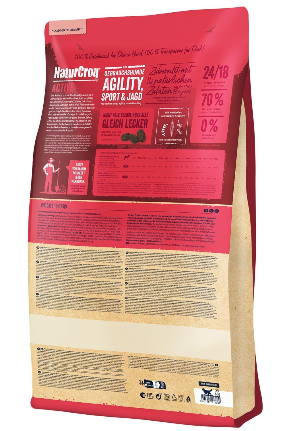 Happy Dog NaturCroq Active Cibo Secco per Cani Adulti con Erbe Domestiche - 15 kg