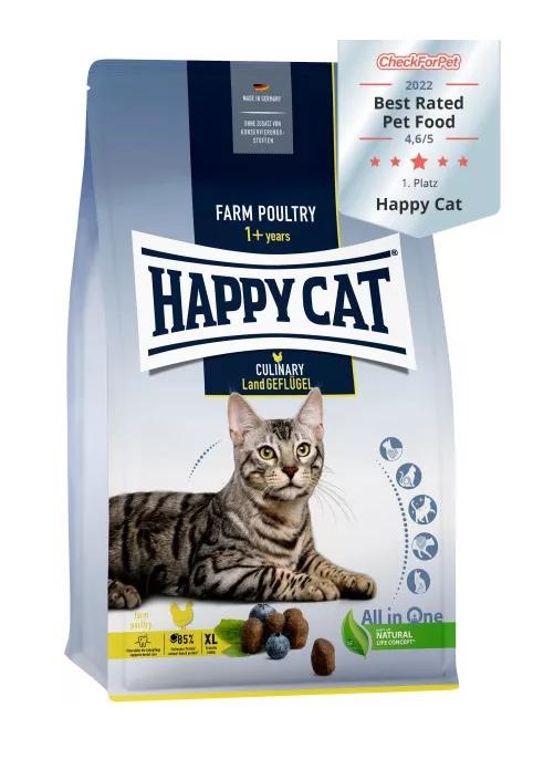 Happy Cat Culinary Adult Pollame di Campagna - Cibo Secco per Gatti Adulti 10 kg con Pollame Allevato a Terra, Mirtilli e Tarassaco