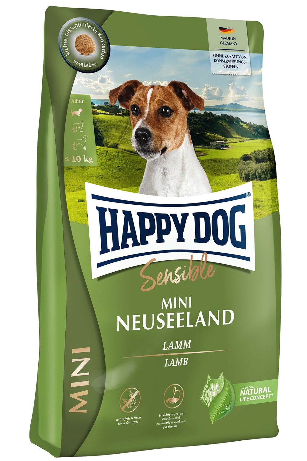 Happy Dog Sensible Mini Nuova Zelanda 4 kg - Crocchette Monoproteiche per Cani Adulti con Agnello, Senza Grano, Facilmente Digeribili
