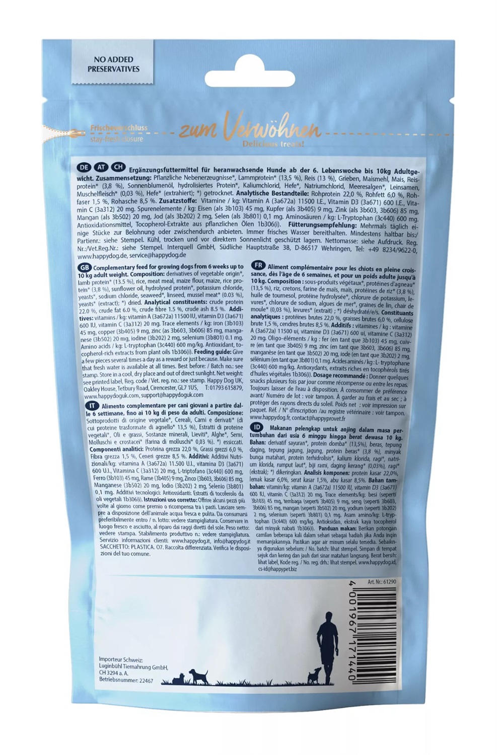 Happy Dog SoftSnack Puppy & Junior Agnello - Snack Morbido per Cuccioli e Cani Giovani, 100 g, Senza Grano e Glutine