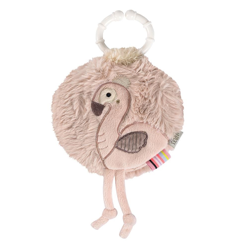 Fehn - Libro in Tessuto Rosa con Fenicottero e Motivi Naturali per Bambini