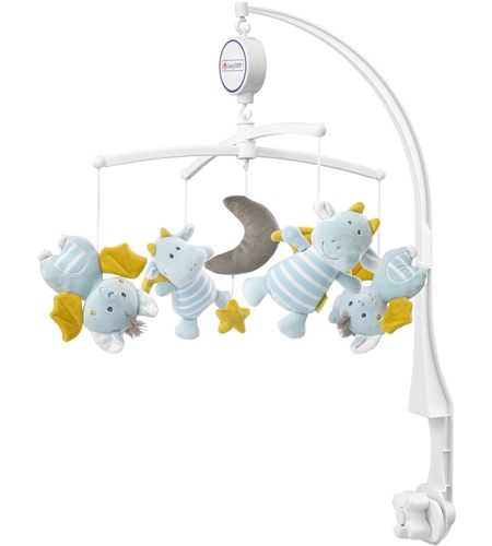 Fehn Music Mobile Little Castle - Giostrina musicale per bambini con melodia 'Ninna nanna di Mozart' e simpatici animali, adatta da 0 a 5 mesi