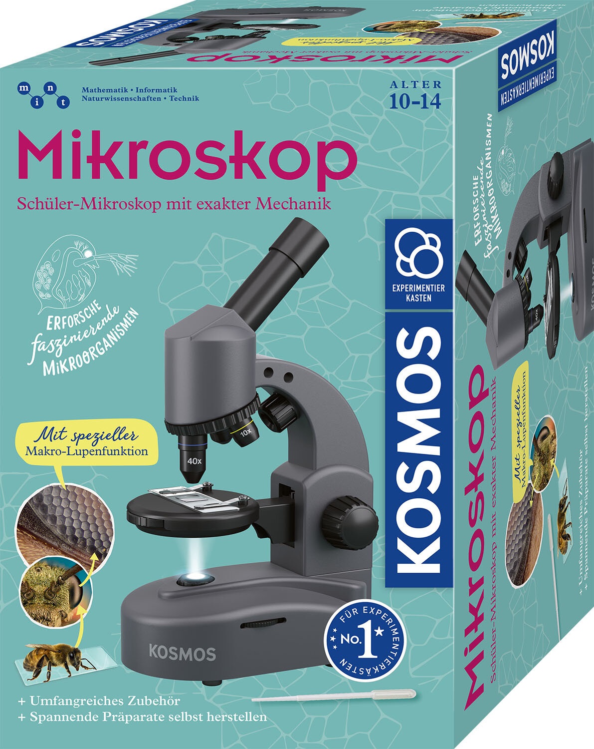 KOSMOS 636098 - Cassetta per esperimenti per bambini con microscopio e dettagli cellulari in Bianco