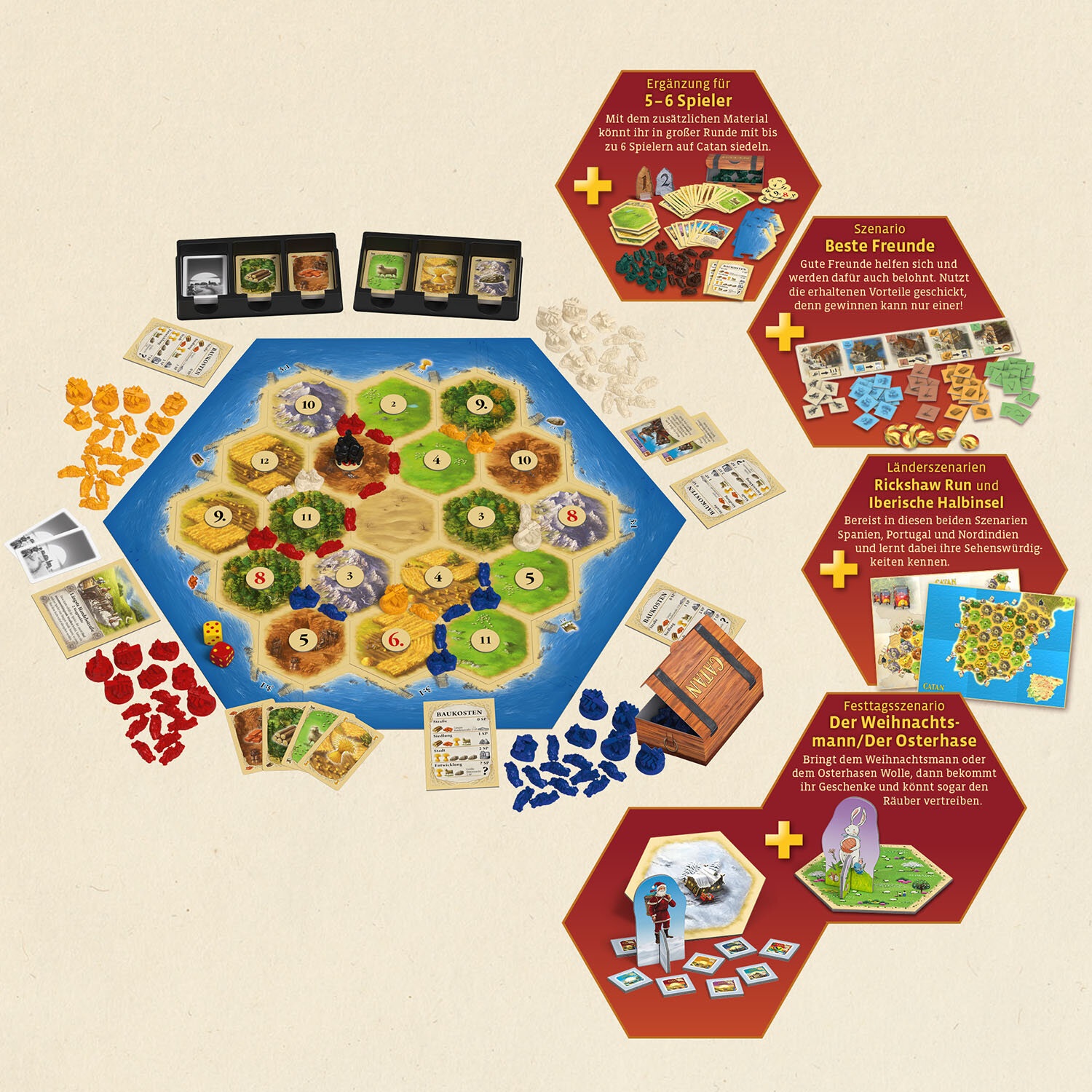 Kosmos Catan - Big Box: Gioco da Tavolo Strategia per Fino a 6 Giocatori, 75 min, a Partire dai 10 Anni