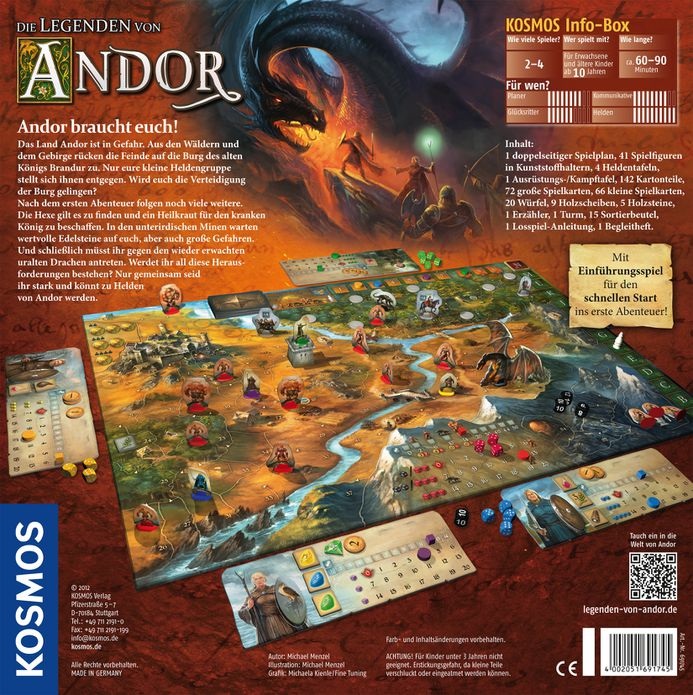 Kosmos Le Leggende di Andor - Gioco da Tavolo di Ruolo e Avventura per 2-4 Giocatori - Kennerspiel 2013