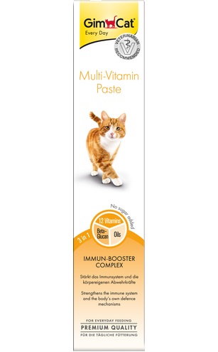 GimCat Pasta Multi-Vitamin 50 g - 12 Vitamine Essenziali per Gatti, Supporta il Sistema Immunitario e la Salute del Mantello