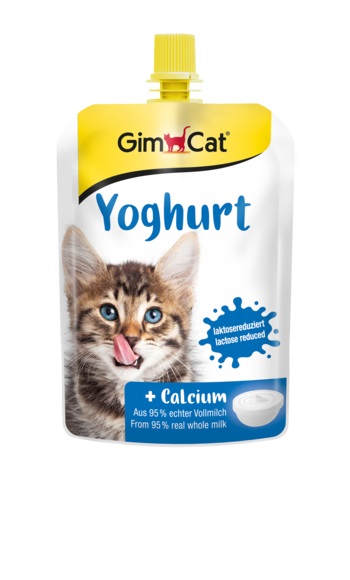 GimCat Yoghurt per gatti - Snack a basso contenuto di lattosio con calcio naturale - 150 g
