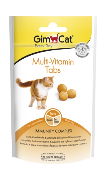 GimCat Multi-Vitamin Tabs 40g - Compresse per Gatti con Taurina e Beta-Glucano per Supporto Immunitario e Cardiaco