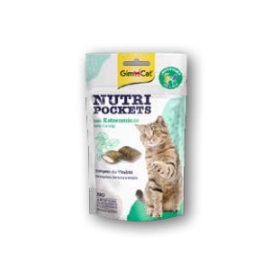 GimCat Nutri Pockets Snack per Gatto con Erba Gatta e Multivitamine, 60 g - Croccante con Ripieno Cremoso, Senza Zuccheri Aggiunti