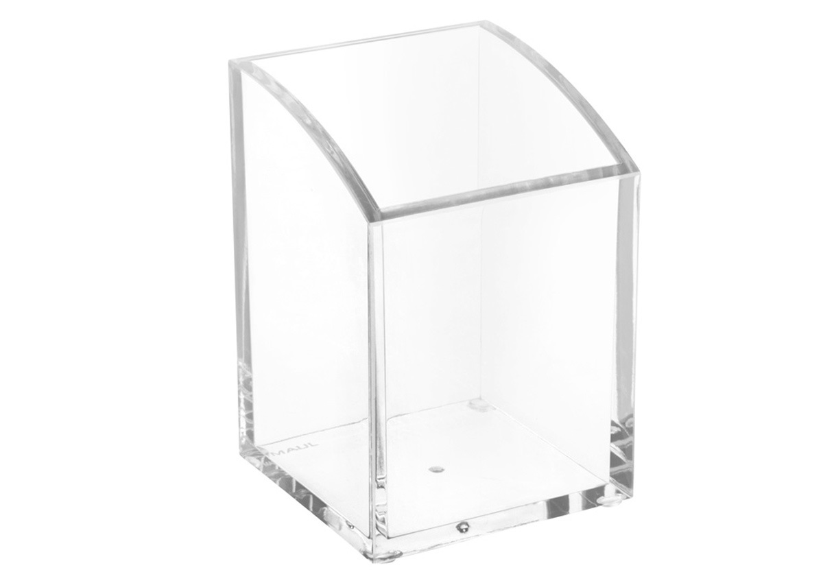 MAUL Portapenne a Bicchiere in Acrilico Trasparente 7x7x10,4 cm con Smussatura e Piedini Stabili