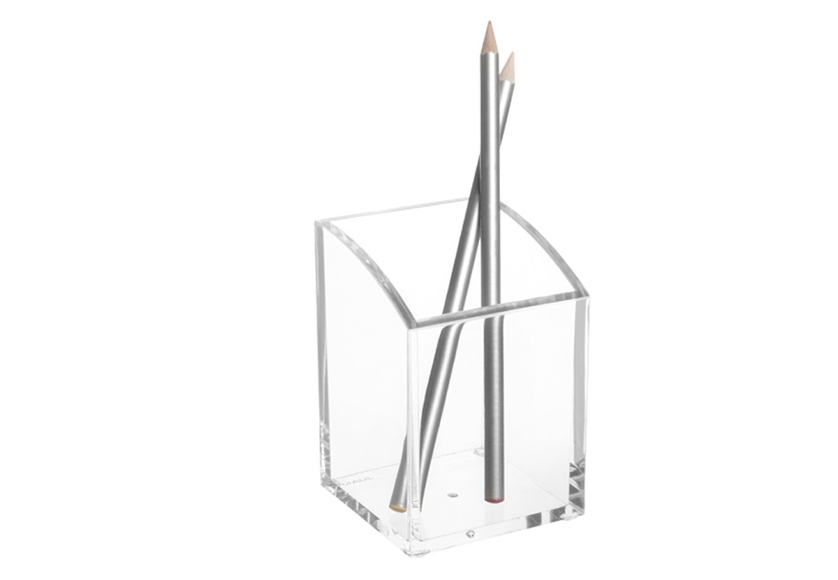 MAUL Portapenne a Bicchiere in Acrilico Trasparente 7x7x10,4 cm con Smussatura e Piedini Stabili