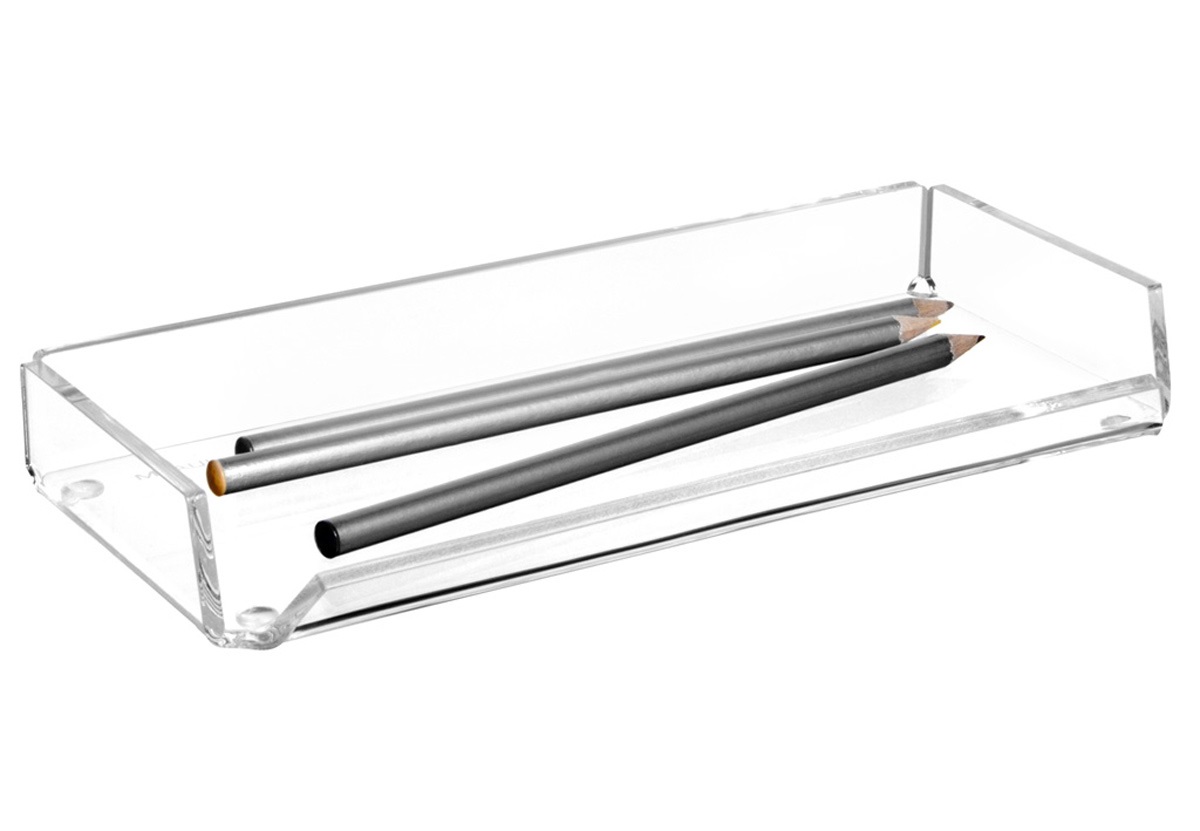 MAUL Portapenne a Vaschetta Acrilico Trasparente 22x10x3 cm - Design Elegante con Piedini Stabili