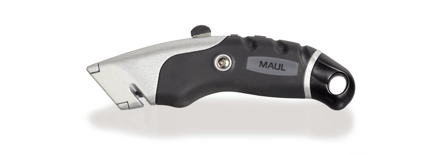 MAUL Taglierino a Lama Retrattile Nero con Sicurezza Automatica e Larghezza Lama 18 mm