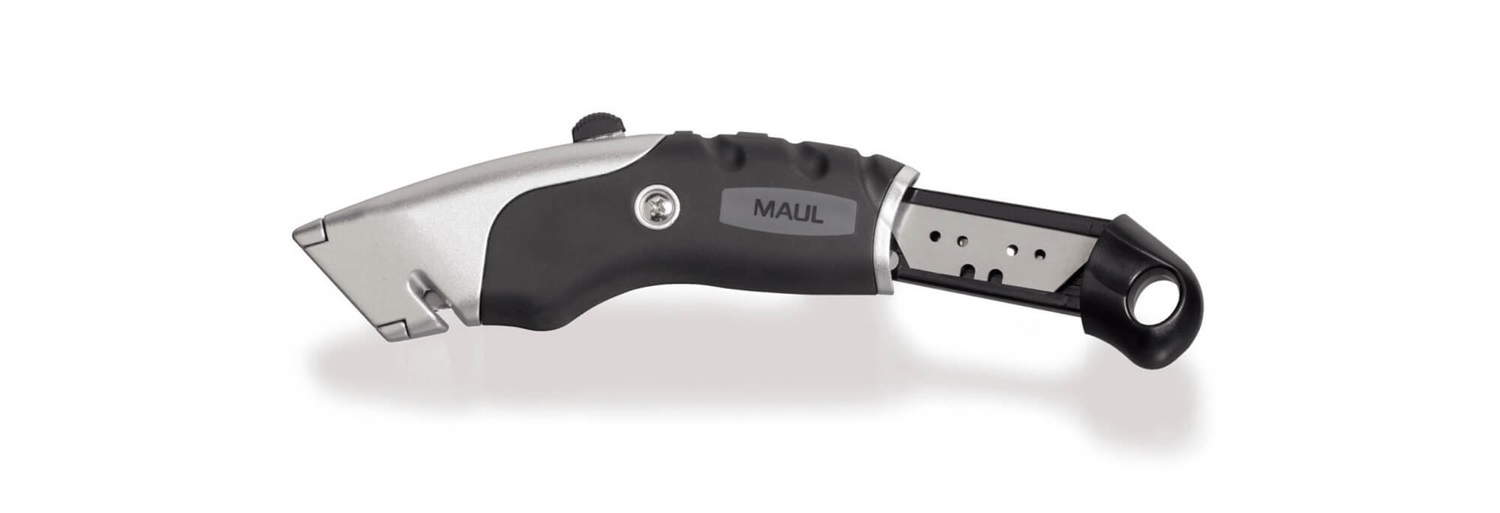 MAUL Taglierino a Lama Retrattile Nero con Sicurezza Automatica e Larghezza Lama 18 mm