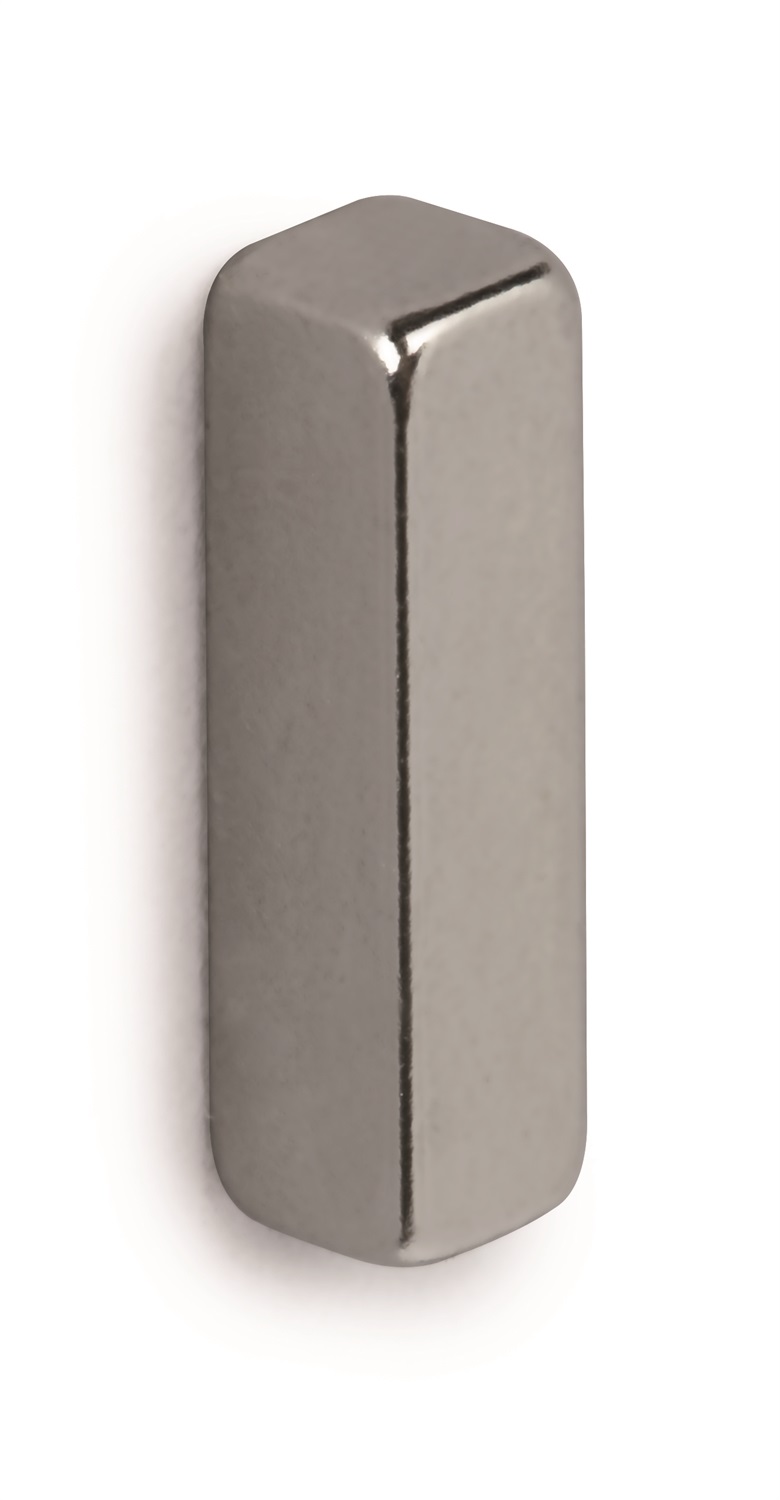 MAUL Magnete al Neodimio - Alta Forza Adesiva, Design Elegante, 4 x 4 x 15 mm, Confezione da 4, Argento Chiaro