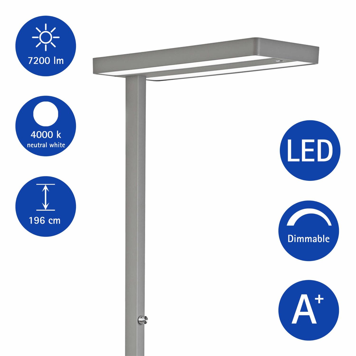 MAUL Lampada Piantana LED Juvis 80 W Dimmerabile con Sensore di Movimento e Crepuscolare - Argento