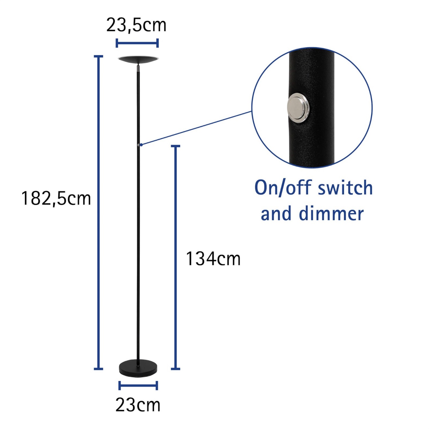 MAUL Lampada da terra a LED MAULsphere Nero Opaco h 182,5 cm con Dimmer