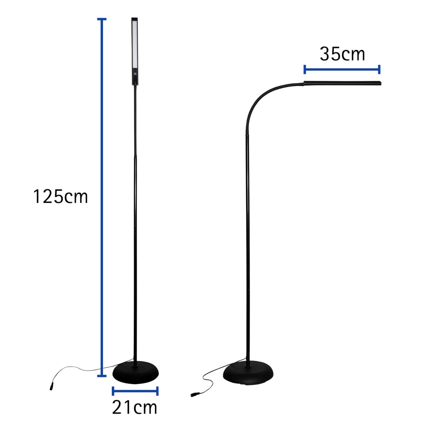 MAULpirro Lampada da Terra a LED Dimmerabile 125 cm Nero - 7 W, Design Semplice e Flessibile
