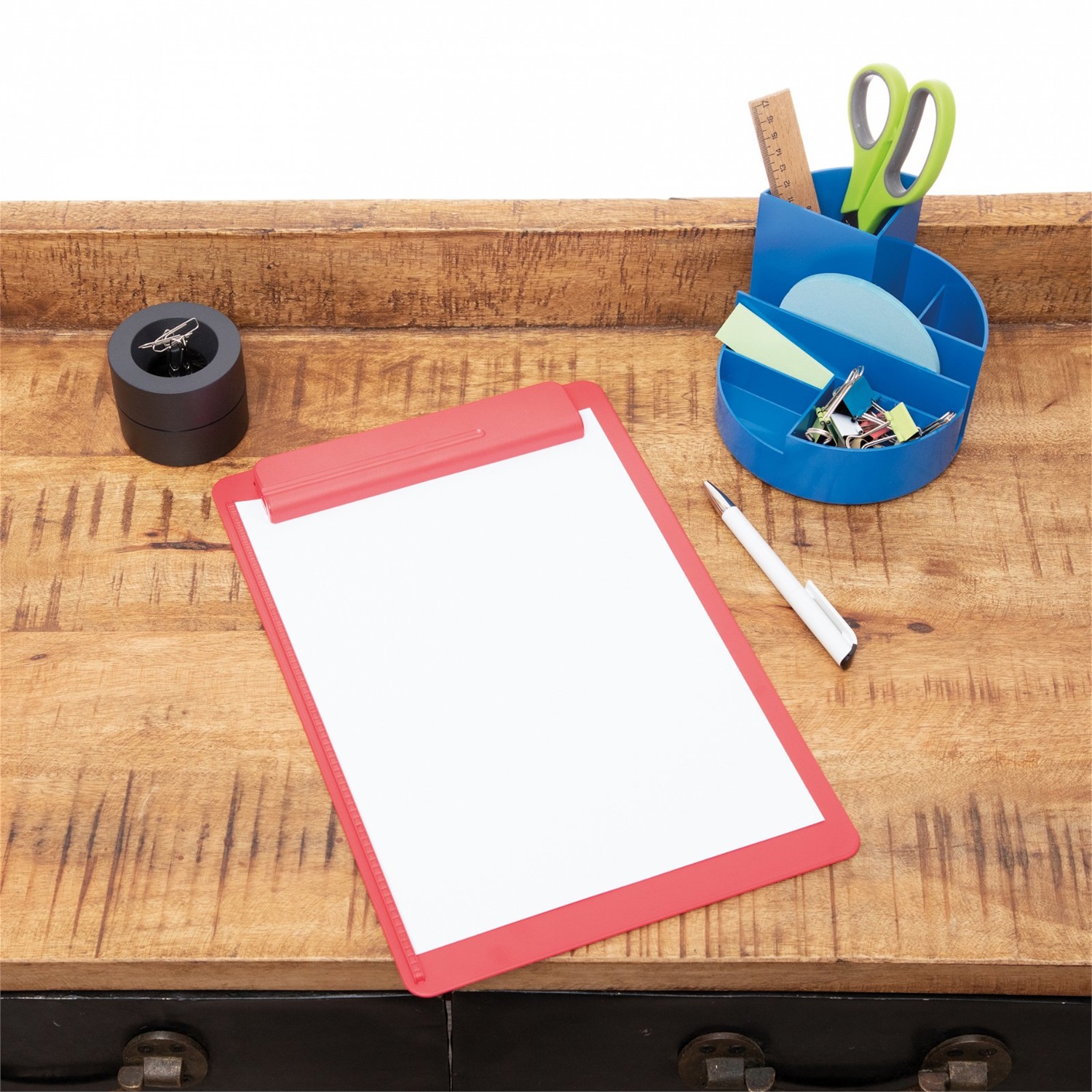 MAUL Portablocco MAULgo A4 in Plastica Riciclata 90% - Rosso, con Ferma Carta e Supporto per Strumenti di Scrittura