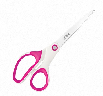 Leitz Forbici da Ufficio WOW Asimmetriche in Acciaio Inossidabile Rivestite in Titanio Fucsia - 20,5 cm, Impugnatura Ergonomica, Utilizzabili con Mano Destra e Sinistra