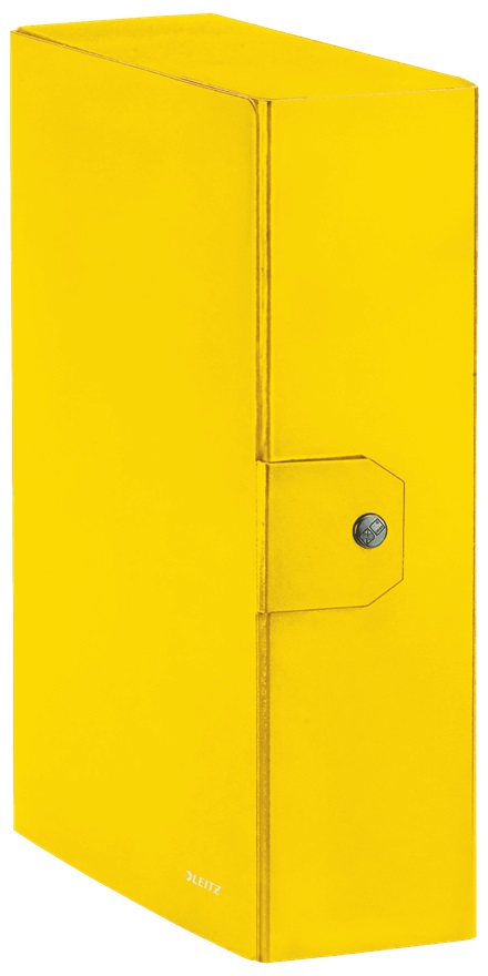 Leitz Scatola Progetto WOW Gialla - Dorso 10 cm, Formato 25x35 cm, Chiusura a Bottone, Confezione da 5 pz