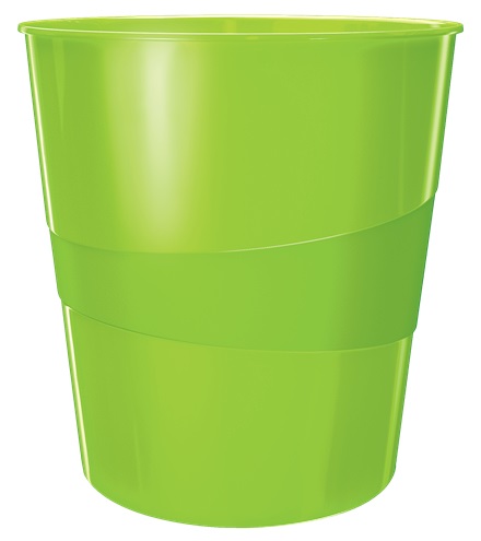 Leitz Cestino gettacarte WOW 15L Verde Lime in Polistirene con Finitura Glossy
