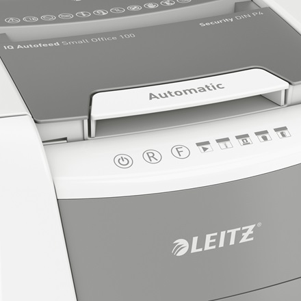 Leitz IQ Autofeed 100 P4 - Distruggidocumenti Automatico, 100 Fogli, Taglio a Frammenti, Sicurezza P-4, Capacità 34 Litri
