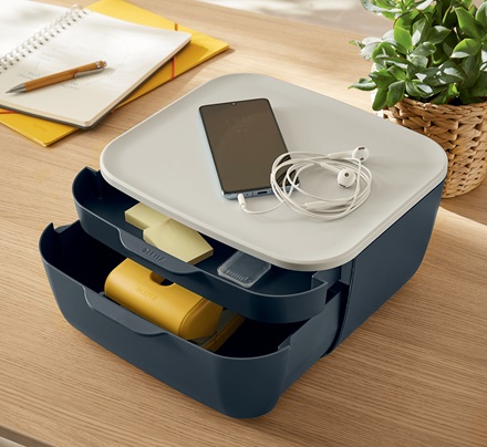 Leitz Cassettiera Cosy - 2 Cassetti - Grigio Velluto - Organizer per Documenti e Oggetti - 25x14,3x27,5 cm