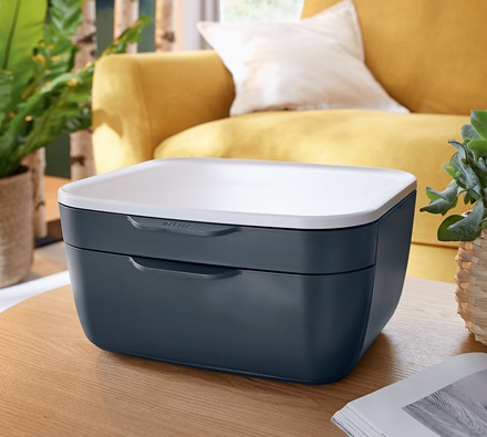 Leitz Cassettiera Cosy - 2 Cassetti - Grigio Velluto - Organizer per Documenti e Oggetti - 25x14,3x27,5 cm