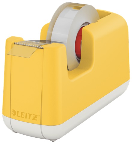 Leitz 53670019 Dispenser per Nastro Adesivo Giallo Caldo in ABS con Base Appesantita e Nastro Incluso