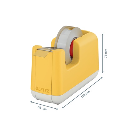 Leitz 53670019 Dispenser per Nastro Adesivo Giallo Caldo in ABS con Base Appesantita e Nastro Incluso