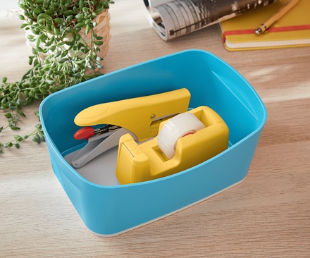 Leitz 53670019 Dispenser per Nastro Adesivo Giallo Caldo in ABS con Base Appesantita e Nastro Incluso