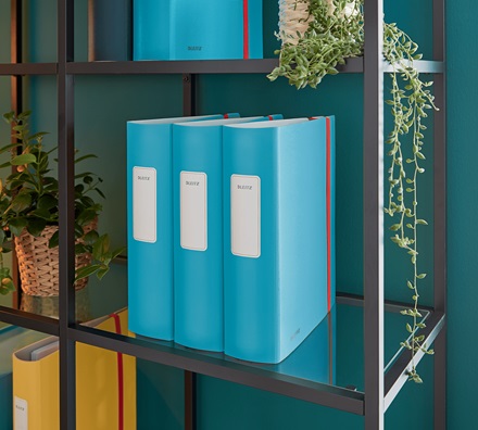 Leitz Cosy Active Raccoglitore A4 Blu Calmo con Meccanismo a Leva 180°, Dorso 8,2 cm, Capacità 500 Fogli