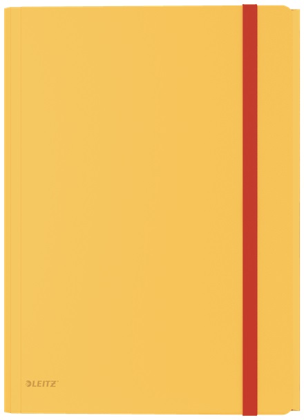 Leitz Cosy Cartella a 3 Lembi in Polipropilene Giallo Caldo A4, Capacità Fino a 150 Fogli con Tasca