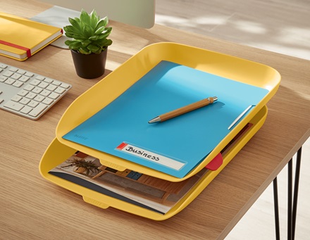 Leitz Kit Doppia Vaschetta Portacorrispondenza Cosy Giallo Caldo - Set da 2, Formato A4