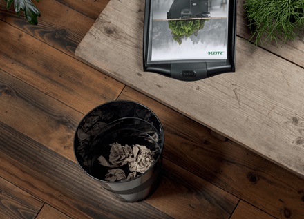 Leitz Cestino gettacarte 15L in plastica riciclata, nero - altezza 32,4 cm, diametro 29 cm, certificazione Blue Angel