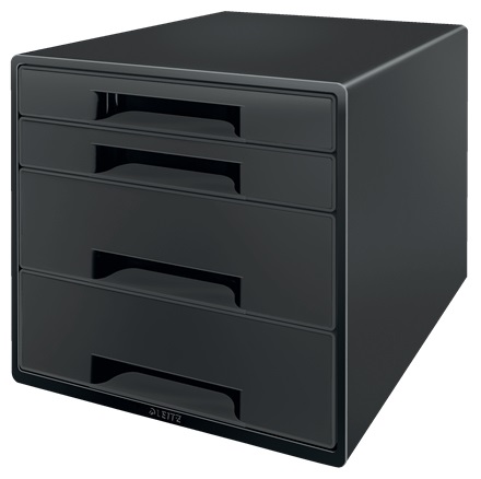 Leitz Cassettiera a Cubo Recycle - 4 Cassetti (2 Grandi e 2 Piccoli) - 28,7 x 27 x 36,3 cm - Nero - Realizzata in Plastica Riciclata
