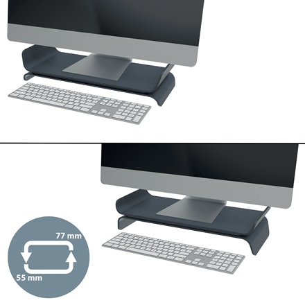 Leitz Ergo Supporto per Monitor Regolabile a 2 Altezze per Monitor fino a 27 Pollici - Grigio Scuro