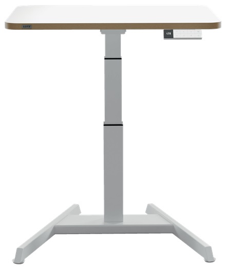 Leitz 65340001 Scrivania Ergonomica Sit Stand Elettrica in Alluminio Grigio Scuro, Forma Quadrata, 600x800 mm, Supporta fino a 80 kg