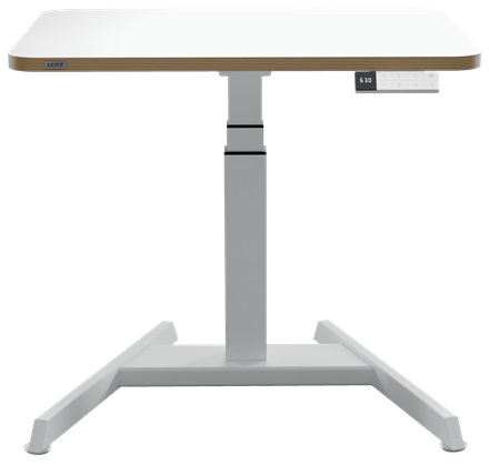 Leitz 65340001 Scrivania Ergonomica Sit Stand Elettrica in Alluminio Grigio Scuro, Forma Quadrata, 600x800 mm, Supporta fino a 80 kg