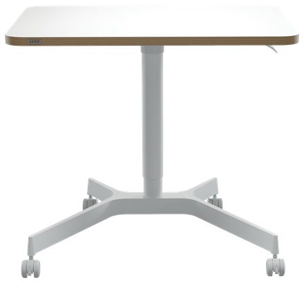 Leitz 65360001 Scrivania Ergonomica Sit Stand Mobile con Regolazione Pneumatica dell'Altezza, 80x60 cm, Fino a 20 kg, Bianco