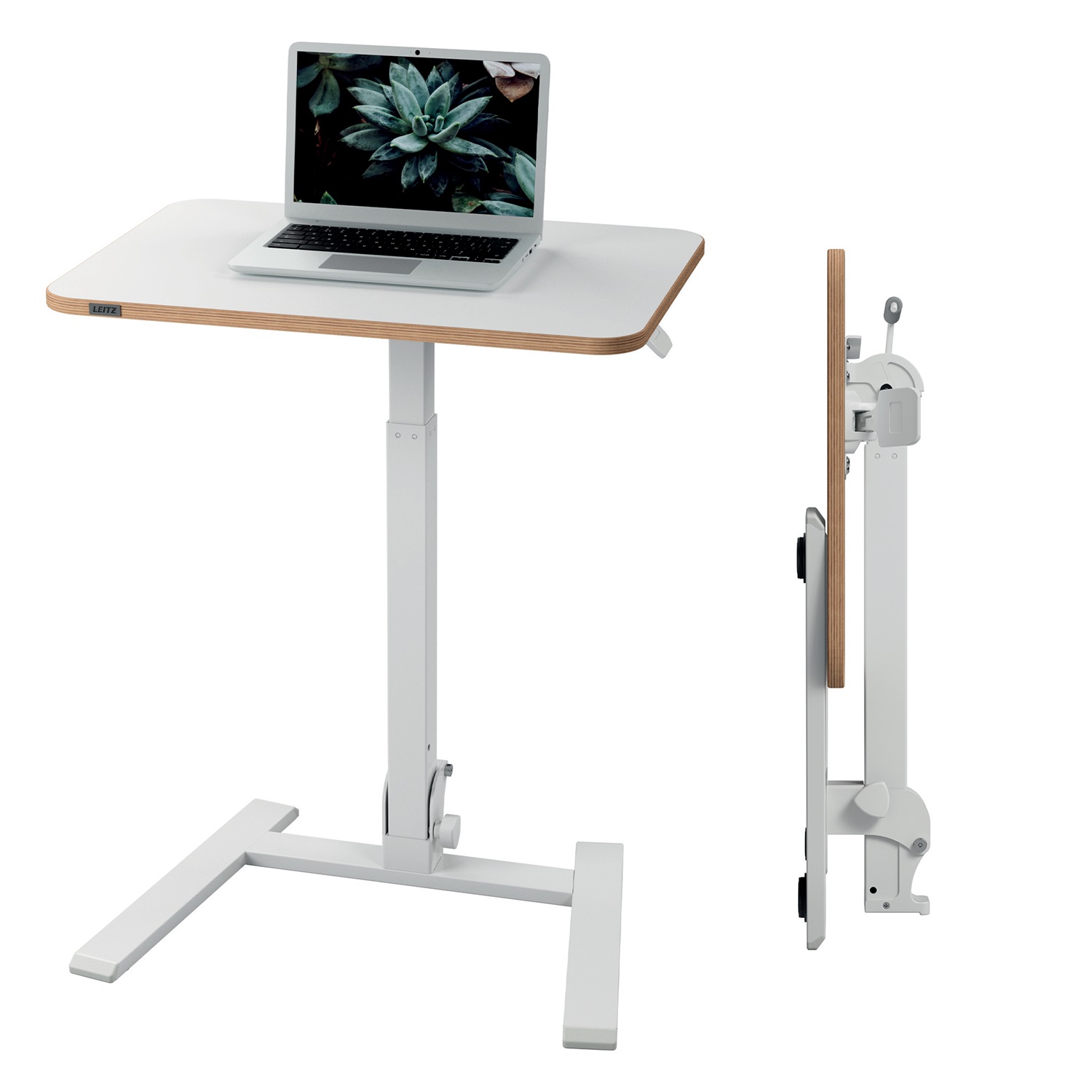 Leitz Scrivania Pieghevole Ergonomica Sit-Stand, Leggera e Compatta, Regolabile in Altezza 74-109 cm, Supporta fino a 20 kg, Bianco
